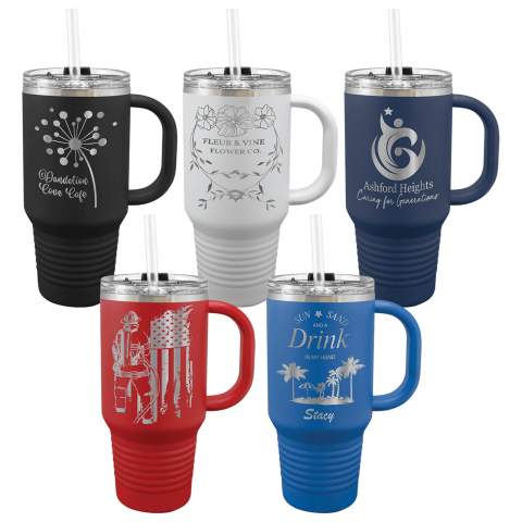 Personalized Polar Camel 32oz Travel Mug with Handle, Straw Included