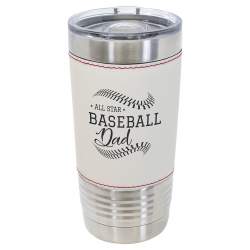 Personalized 20oz Baseball Tumbler, Stainless Steel Insulated with Slider Lid