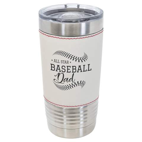 Personalized 20oz Baseball Tumbler, Stainless Steel Insulated with Slider Lid