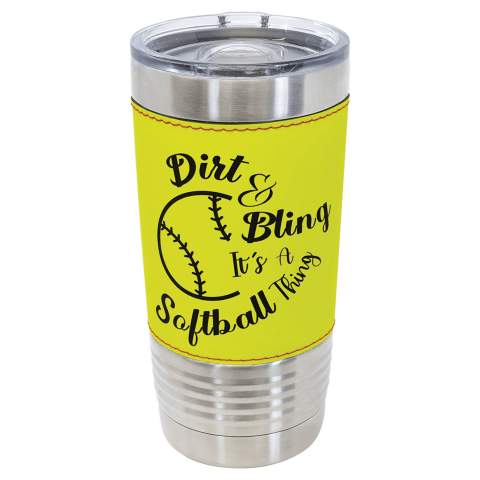 Custom 20oz Softball Tumbler, Stainless Steel Insulated with Slider Lid