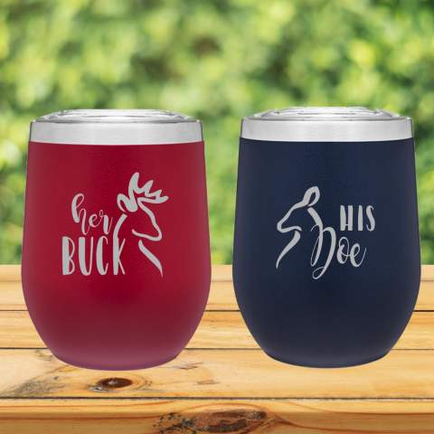 Set of 2 Her Buck, His Doe 12oz Insulated Tumbler
