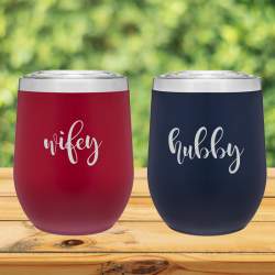 Set of 2 Wifey & Hubby 12oz Insulated Tumbler