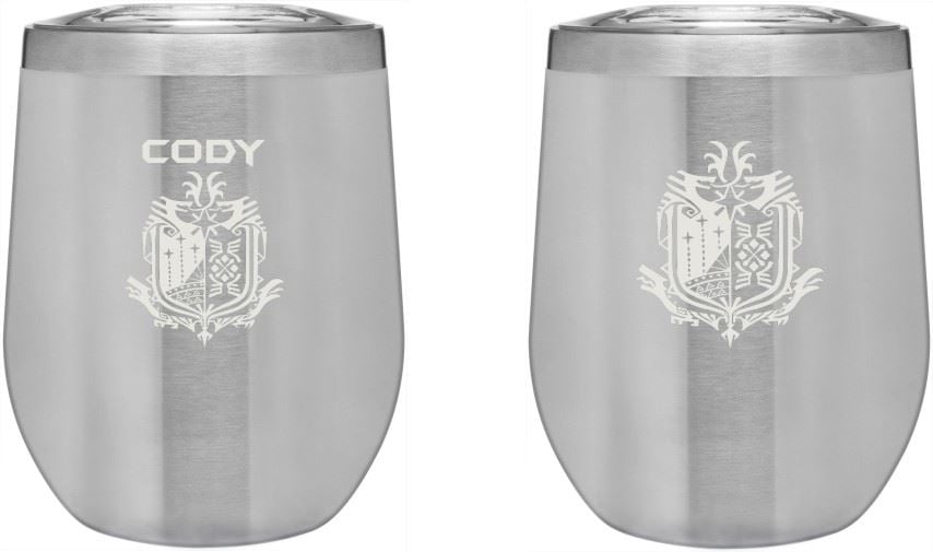 Two 12oz Stainless Stemless Wine Goblet Thermal Tumblers Gift Set