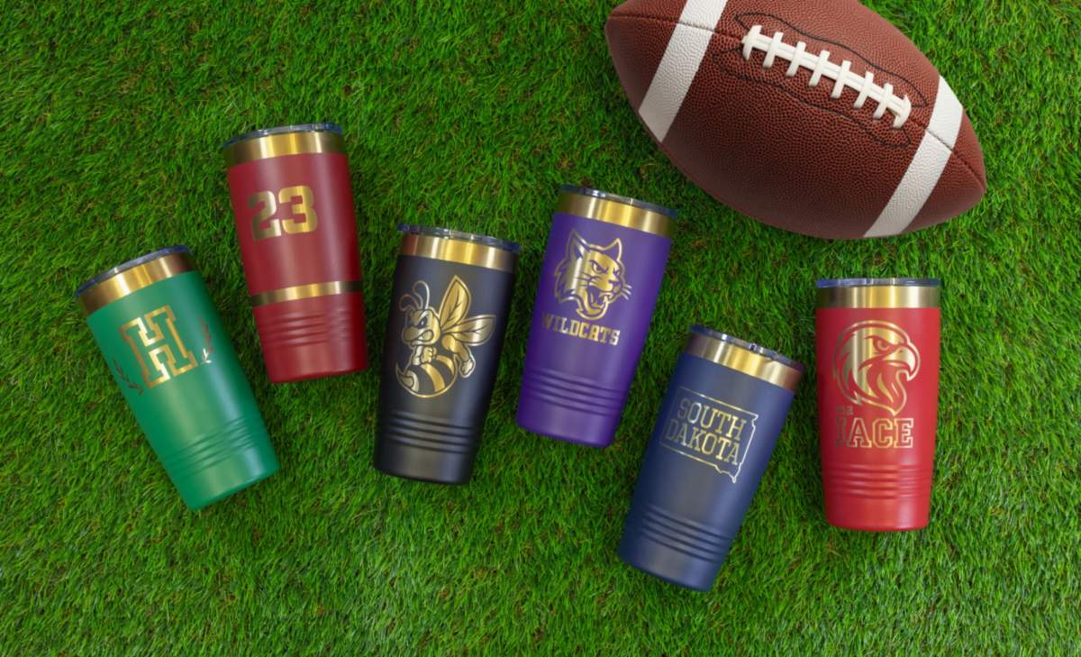 Personalized Insulated 20oz Travel Tumbler, Gold Engraving | Lazer Designs