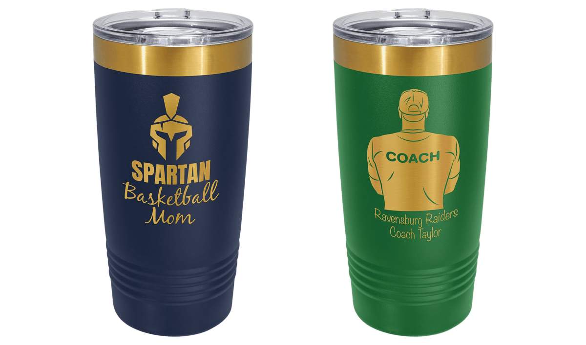 Personalized Insulated 20oz Travel Tumbler with Gold Laser Engraving,  Slider Lid