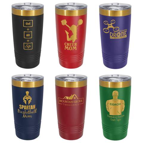 Personalized Insulated 20oz Travel Tumbler with Gold Laser Engraving