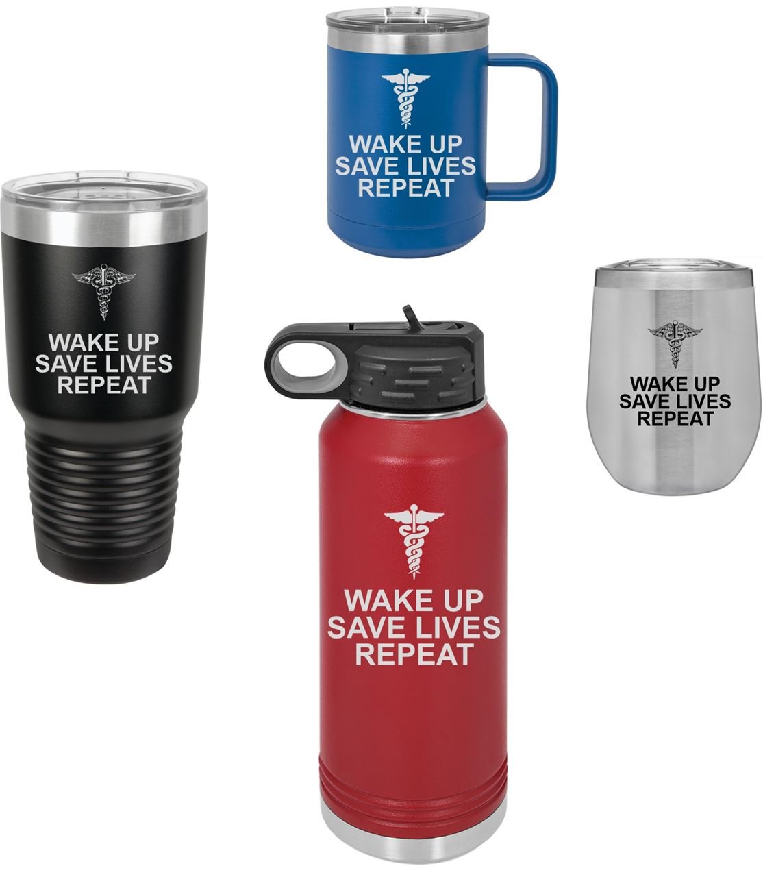 "Wake up. Save Lives. Repeat." Personalized Nurse Mug