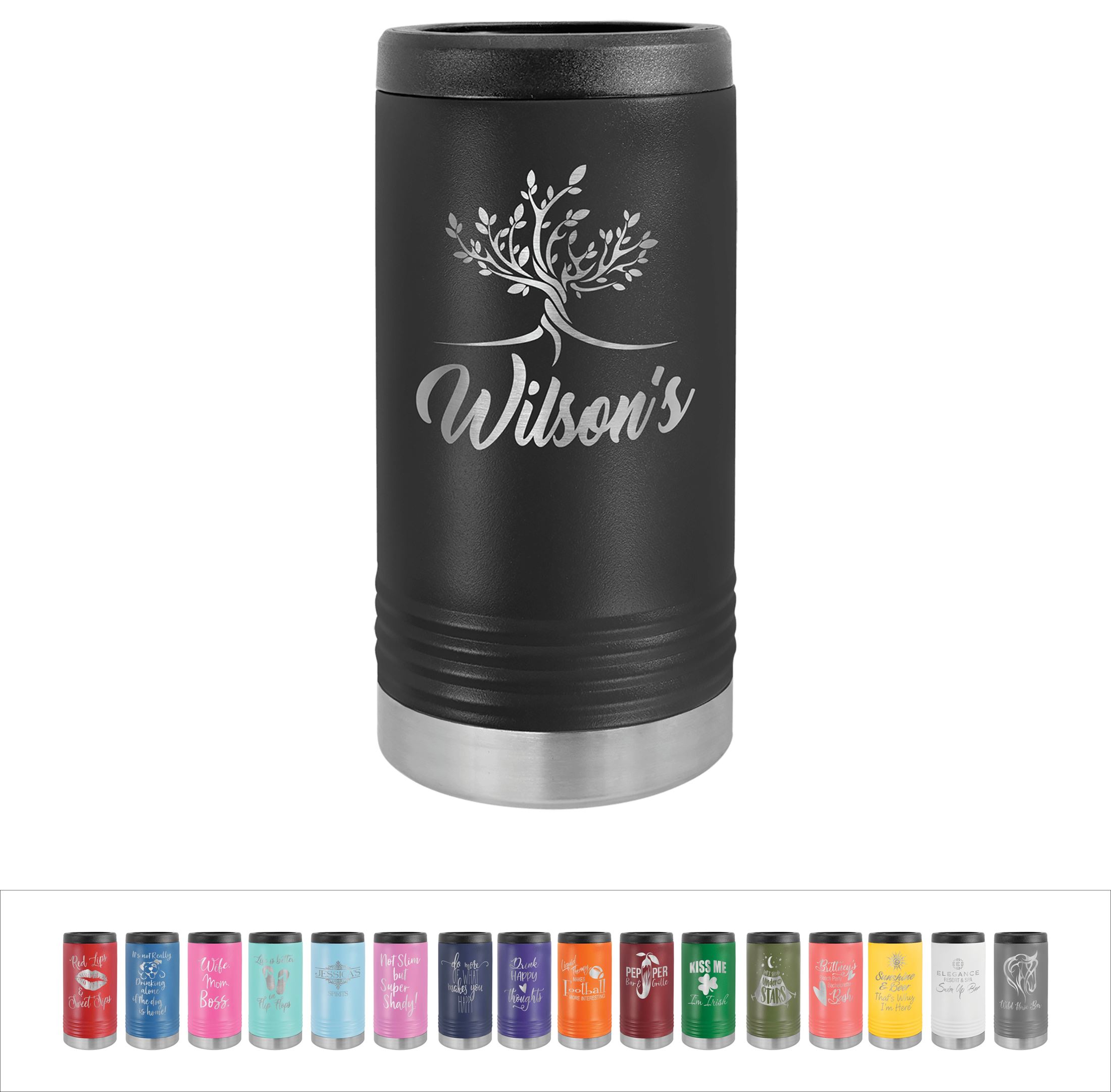 Slim Personalized Insulated Can Cooler, Powder Coated Can Coolies