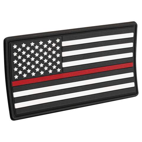 3.25" Red Line American Flag Patch Firefighters, 3D Rubber Heat Backing USA Flag Patch