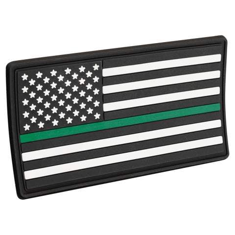 3.25" Green Line American Flag Patch Military Morale, 3D Rubber Waterproof Patch