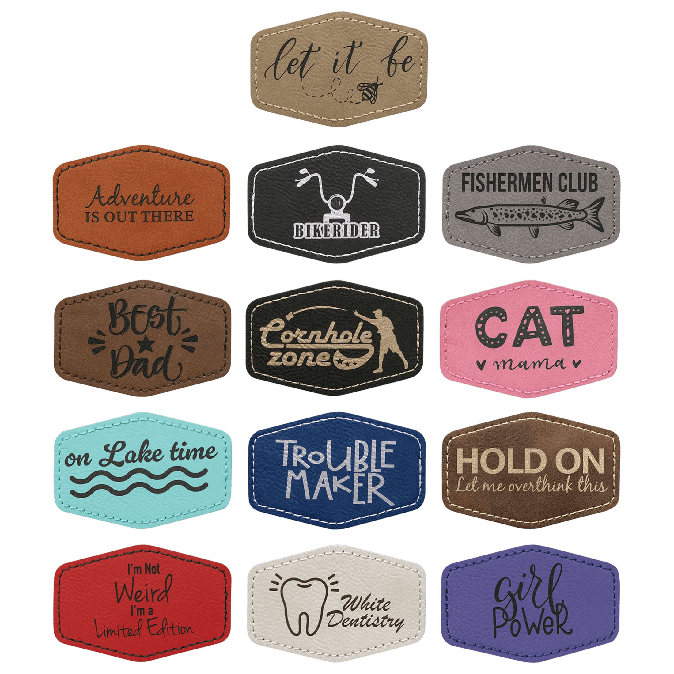 3" Personalized Faux Leather Hexagon Patch