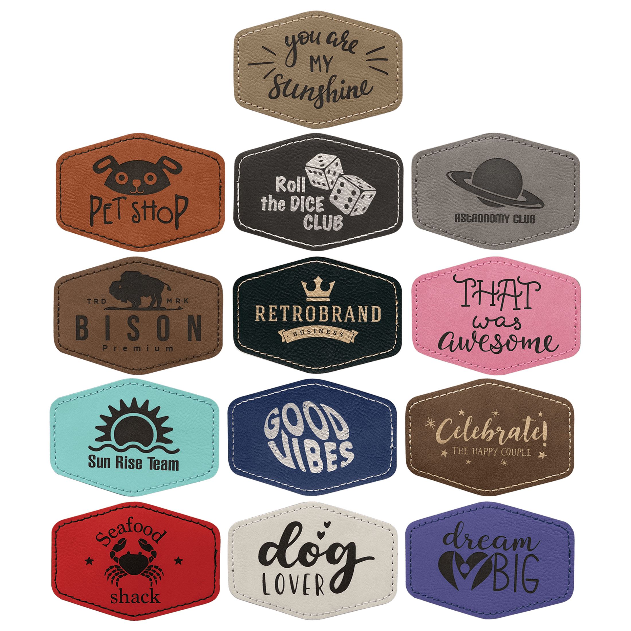 3.5" Laser Engraved Faux Leather Hexagon Patch