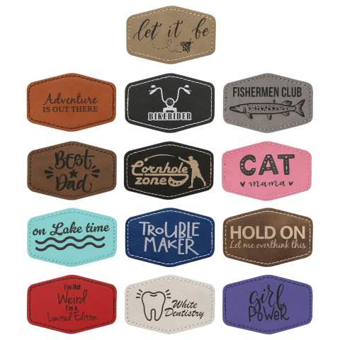 3" Personalized Faux Leather Hexagon Patch