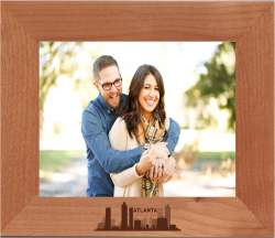 Atlanta, Georgia City Skyline Engraved Wood Photo Frame