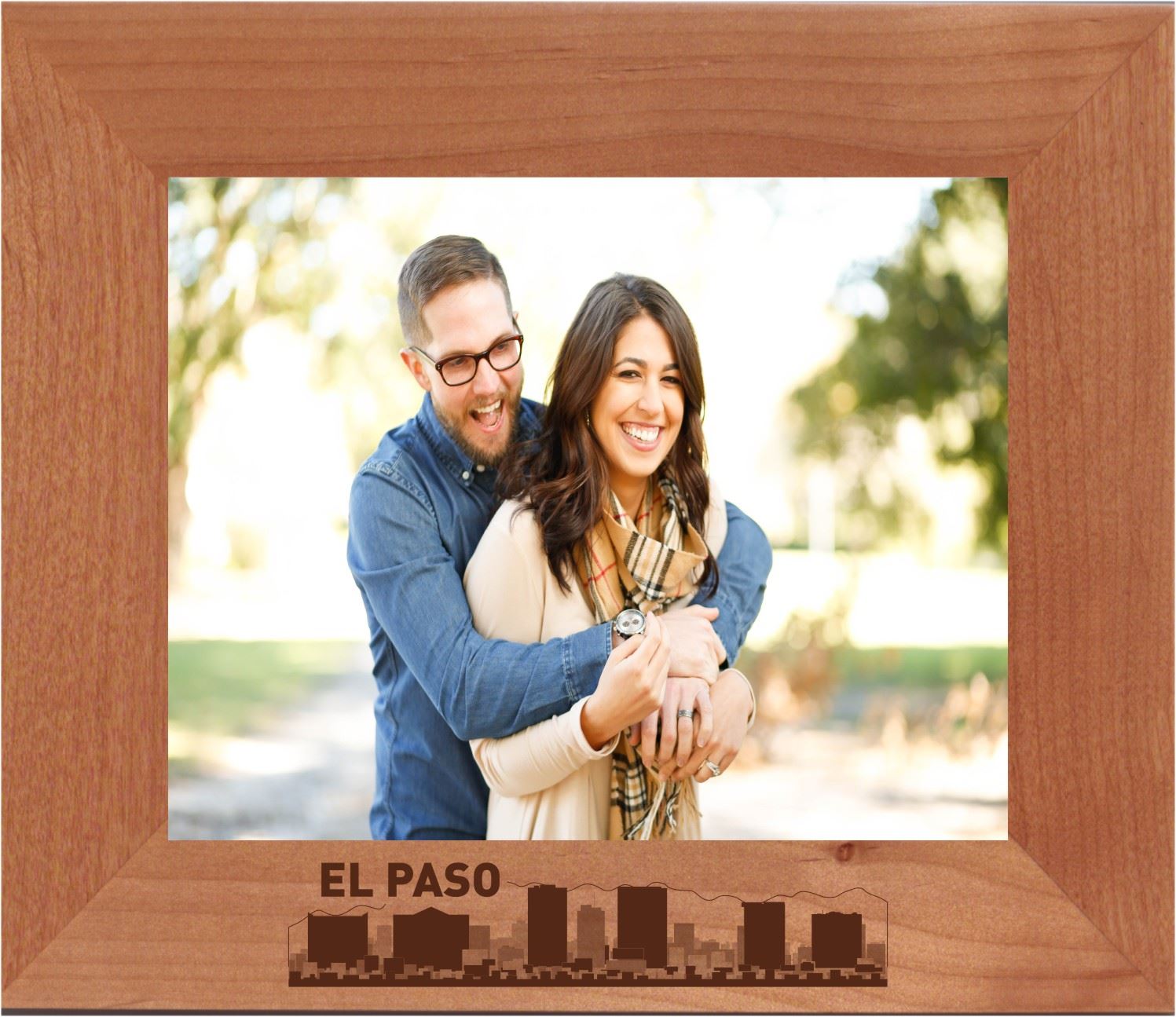 El Paso, Texas City Skyline Engraved Wood Photo Frame
