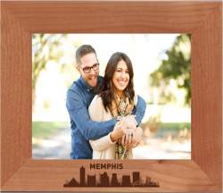 Memphis, Tennessee City Skyline Engraved Wood Photo Frame