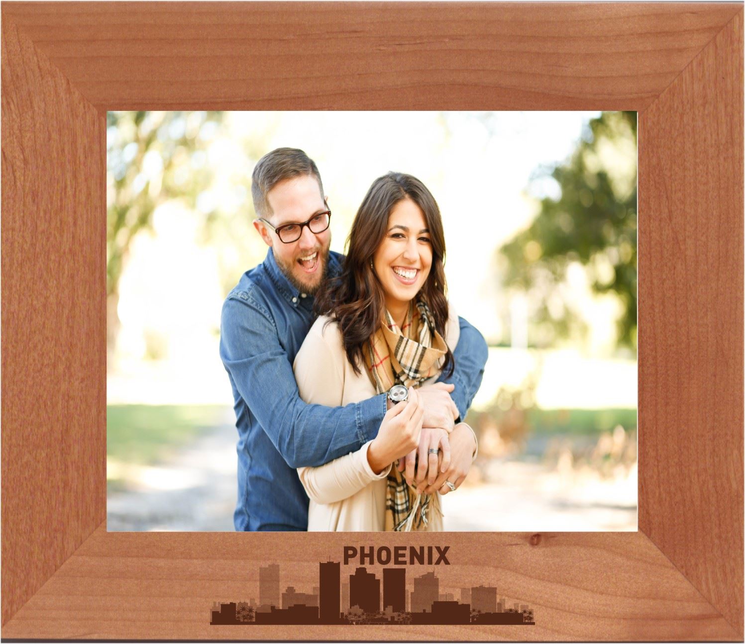 Phoenix, Arizona City Skyline Engraved Wood Photo Frame