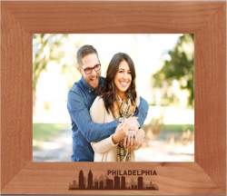 Philadelphia, Pennsylvania City Skyline Engraved Wood Photo Frame