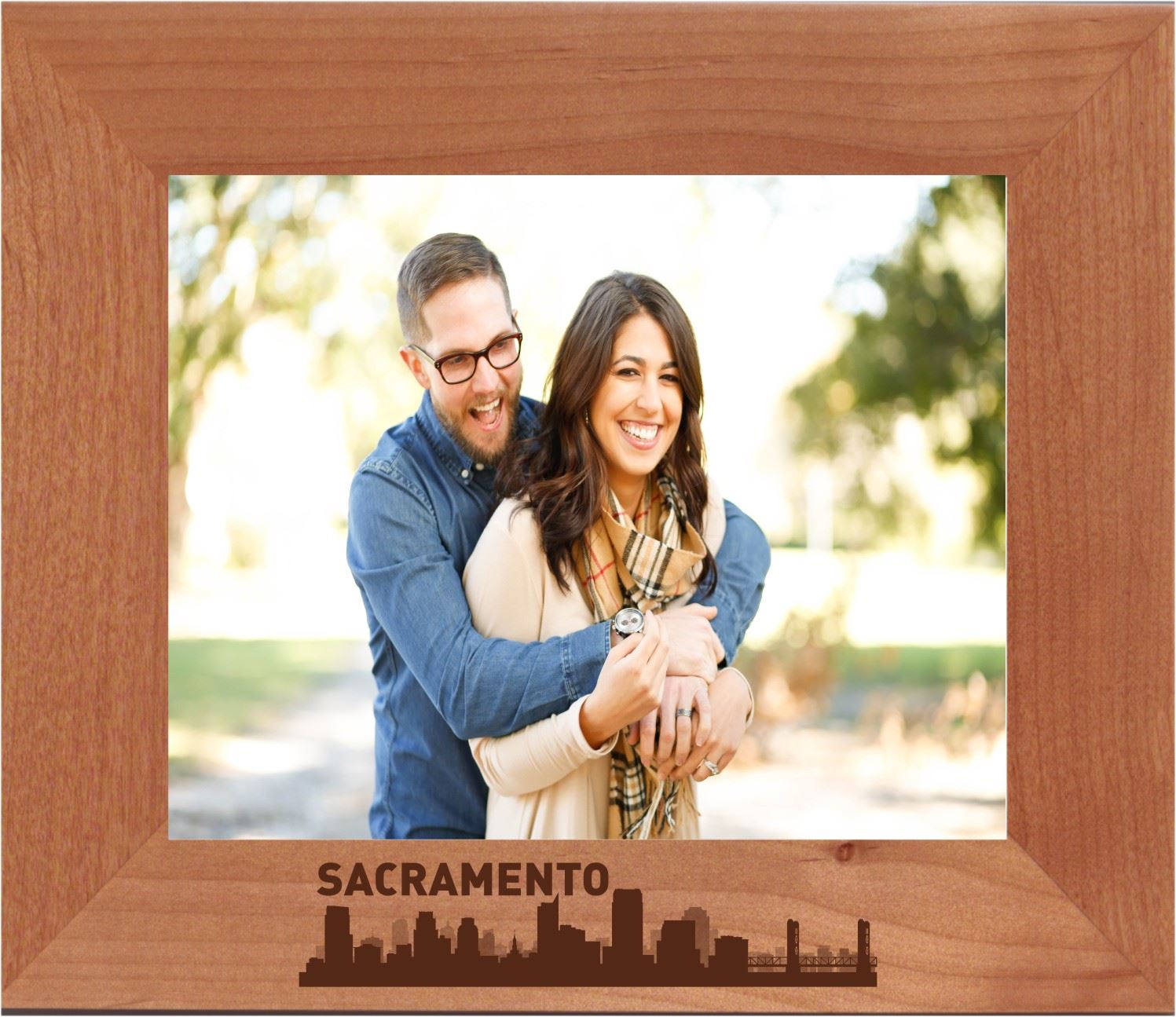 Sacramento, California City Skyline Engraved Picture Frame