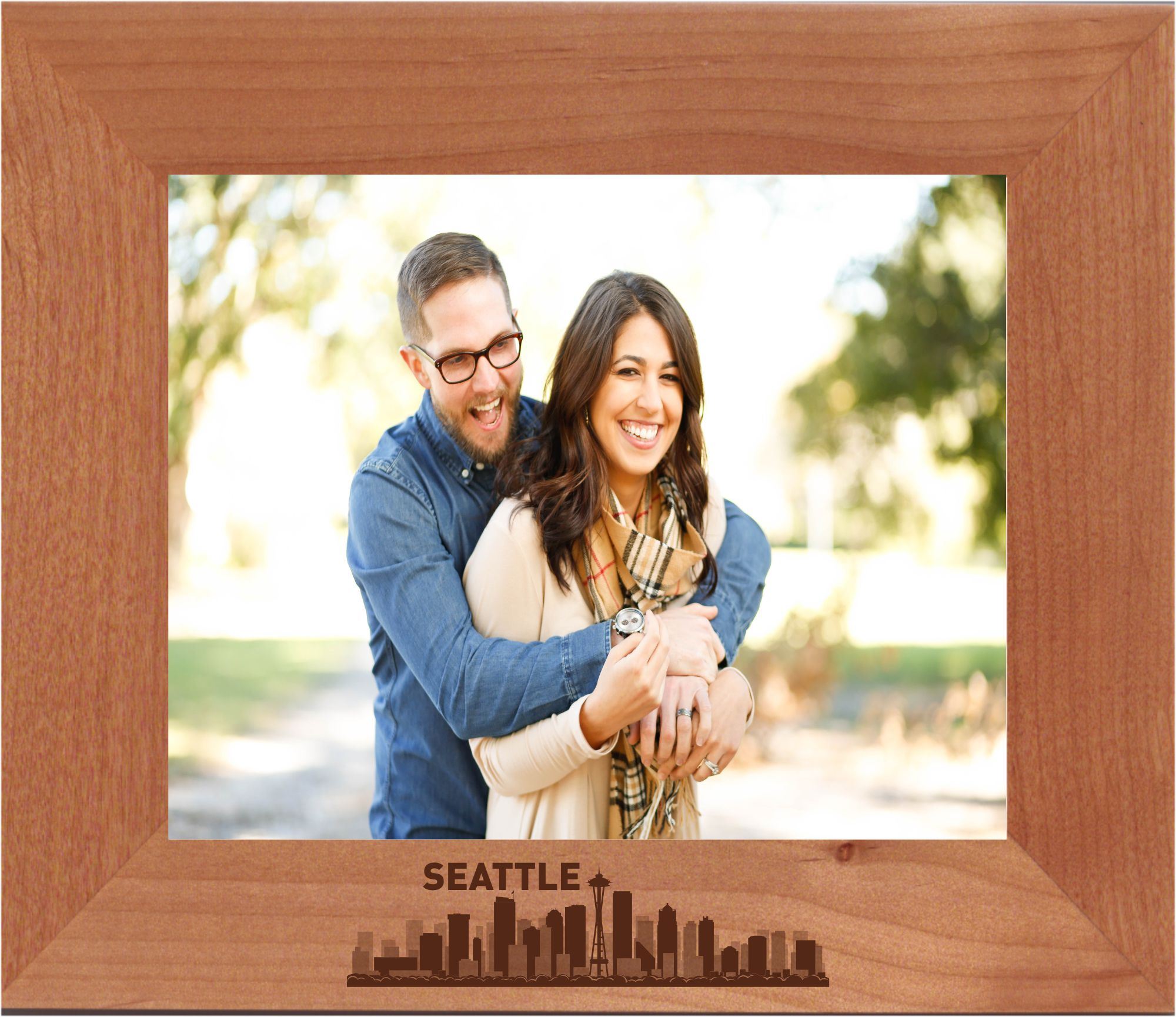 Seattle, Washington City Skyline Engraved Picture Frame