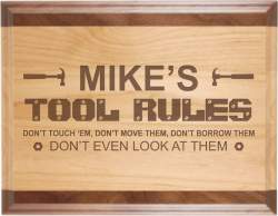 Tool Rules Alder Plaque with Walnut Trim