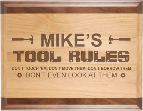 Tool Rules Alder Plaque with Walnut Trim