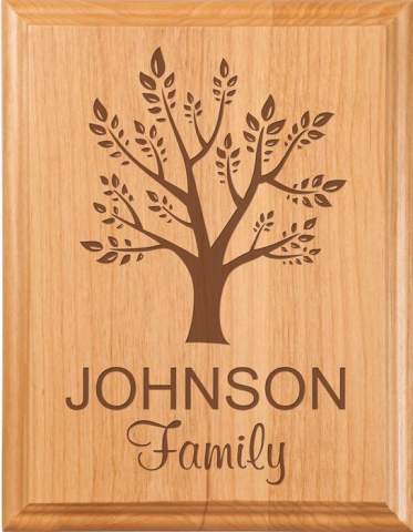 Engraved Family Tree Solid Alder Plaque