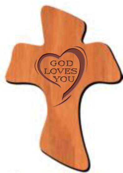 Wood Cross Pocket Tokens - Freeform