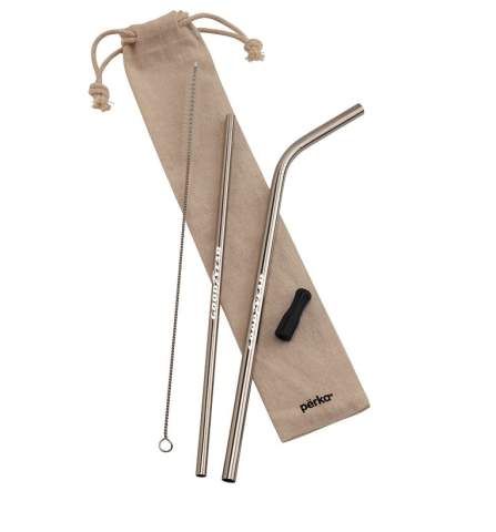 5 Piece Stainless Steel Straw Set with 2 customized straws 9 1/16"