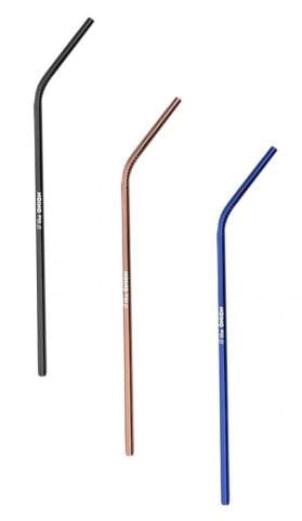 Engraved Stainless Steel Drinking Straws, Bent, Colors 10 1/2"