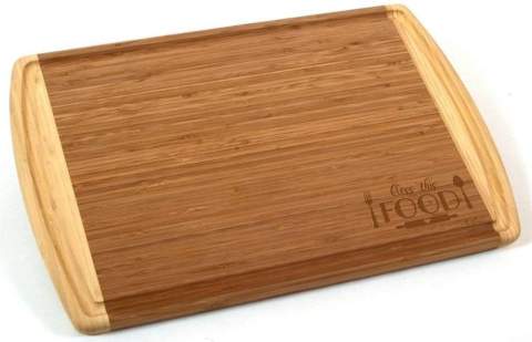 Bless This Food Kona Engraved Cutting Board 18" by 12.5" Groove Flat Grain