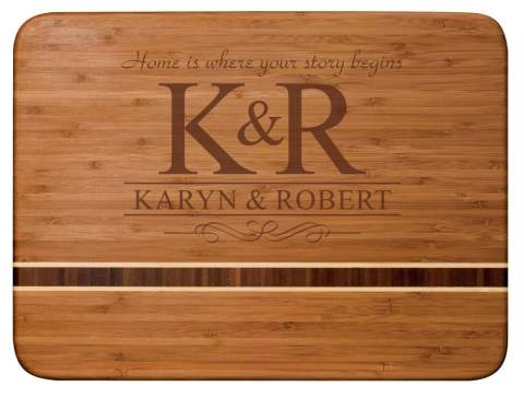 Monogrammed Home is Where Your Story Begins Bamboo 11x15" Engraved Cutting Board