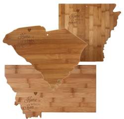 Home Is Where Mom Is State Shaped Cutting Board