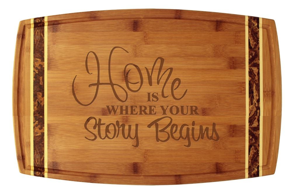 Home is Where Your Story Begins Bamboo Marbled Bamboo 18x11 3/4" Cutting Board