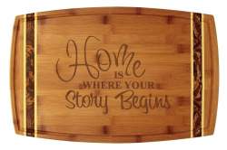 Home is Where Your Story Begins Bamboo Marbled Bamboo 18x11 3/4" Cutting Board