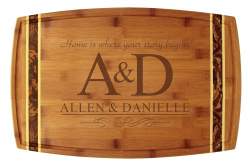 Monogrammed Home is Where Your Story Begins Bamboo Marbled Bamboo 18x11 3/4" Cutting Board