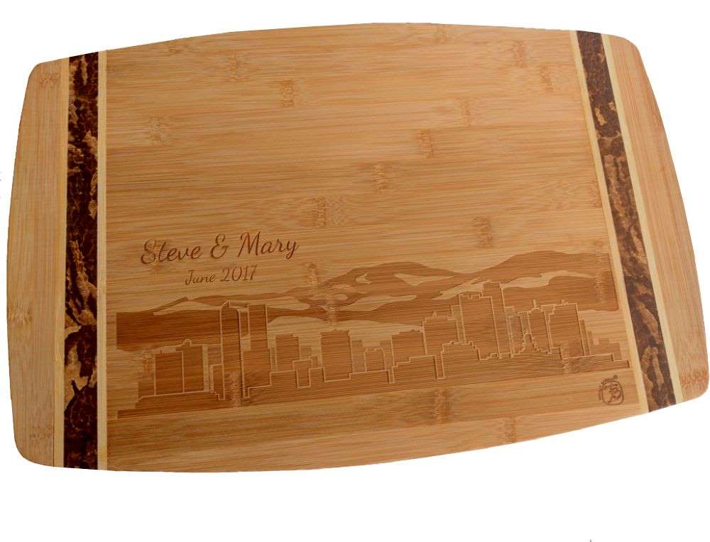 Denver Colorado Skyline Bamboo Cutting Board 18x11 3/4"