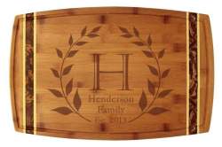 Laurel Wreath Monogram Totally Bamboo 18x11 3/4" Cutting Board