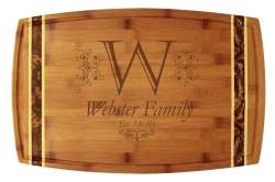 Ornate Monogram Totally Bamboo 18" x 11 3/4" Marbled Cutting Board