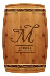 Rustic Monogram Totally Bamboo 18" x 11 3/4" Marbled Cutting Board