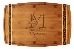 Outline Monogram Totally Bamboo 18" x 11 3/4" Marbled Cutting Board