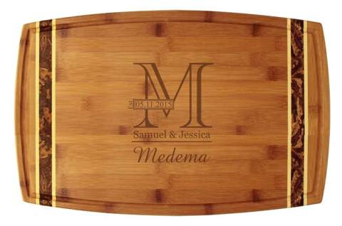 Outline Monogram Totally Bamboo 18" x 11 3/4" Marbled Cutting Board