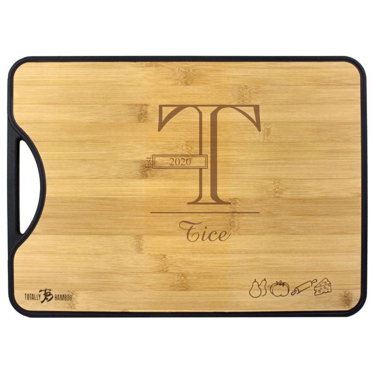 Outline Monogram Bamboo+Poly 2-in-1 Personalized Cutting Board 15x11"