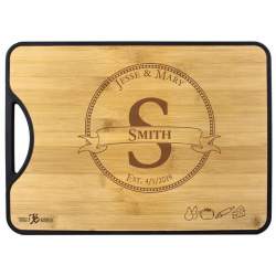 Circle Monogram Bamboo+Poly 2-in-1 Personalized Cutting Board 15x11"