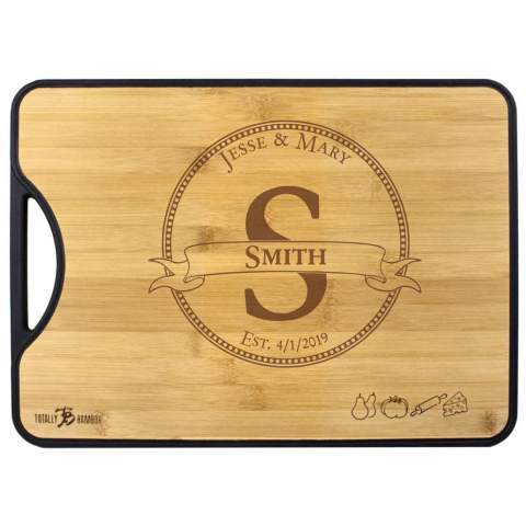 Circle Monogram Bamboo+Poly 2-in-1 Personalized Cutting Board 15x11"