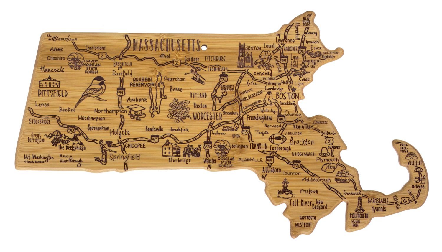 Massachusetts Landmarks Cutting Board