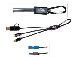 Engraved Libra 4-in-1 USB Charging Cable Set, USB-A, USB-C, Micro USB, Dual 5-pin Lightning