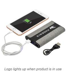 Tweed Power Bank, Glowing Engraving, UL Certified, 8000mAh