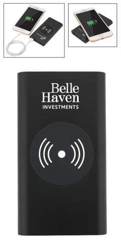 Tri-Way Wireless Personalized Power Bank, UL Certified, 10,000mAh