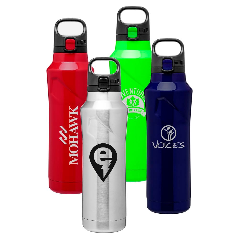 Engraved 20oz Thermal Bottle With Push Button Lid, Custom Colors